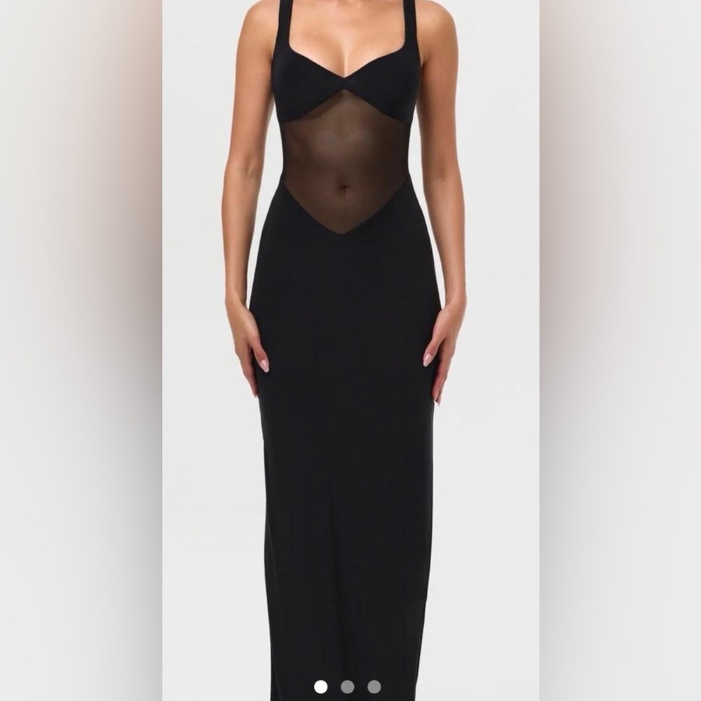 Naked Wardrobe HOURGLASS MESH CONTRAST DRESS